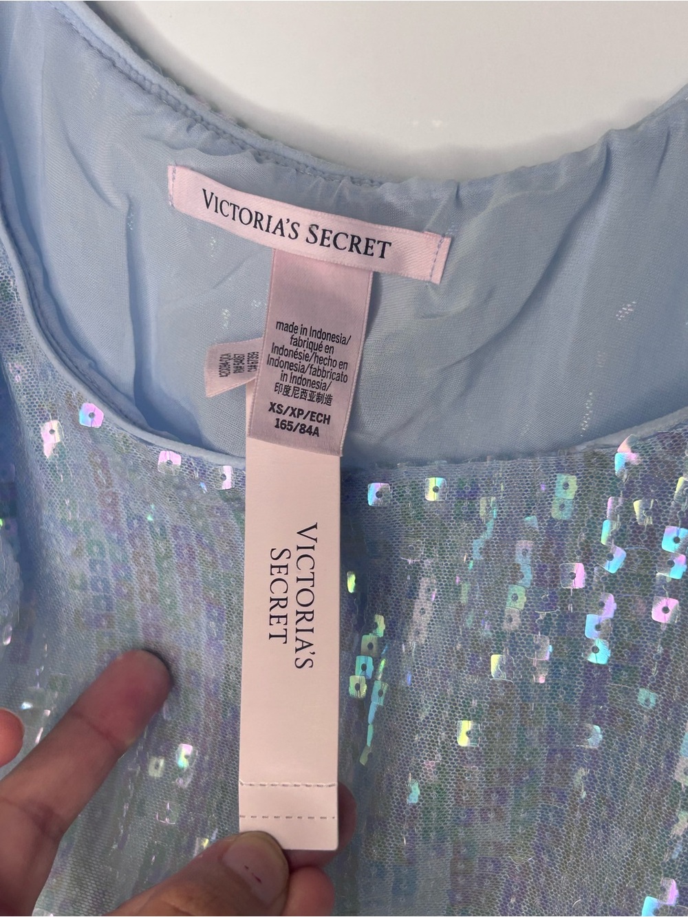 Victoria’s Secret Iridescent Sequin Crop Tank Top Blue NWT Party Festival - Picture 4 of 5